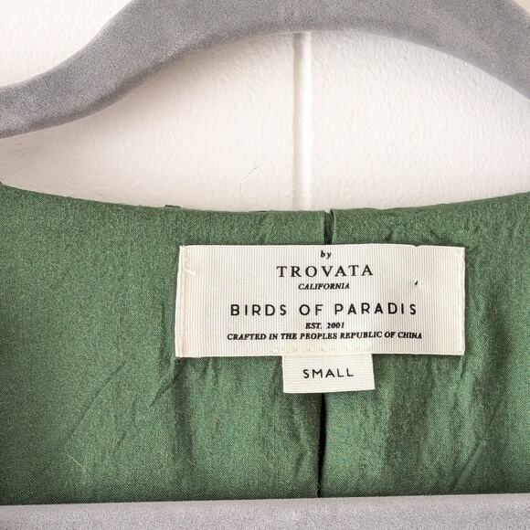 TROVATA Birds of Paradis Marcella Green Floral Cotton Tiered Mini Dress, size S - Picture 5 of 8